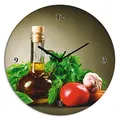 Produktbild: ARTLAND Wanddeko Wanduhr ohne Tickgeräusche Glas Funkuhr Ø 30 cm Rund Lautlos Italien Essen Gemüse Gewürze Kräuter Koch Food T5LT
