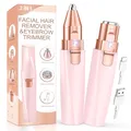 Produktbild: Augenbrauenrasierer & Gesichtshaarentferner für frauen: 2-in-1 Augenbrauen Trimmer und Gesichtsrasierer frauen, iFanzeTech Gesicht-Epilierer Damen für Oberlippe,Kinn und Wangen, Rosa
