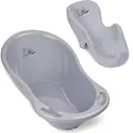 Produktbild: Baby Badewanne mit Baby badewannensitz 2 Set - TÜV Rheinland zertifiziert! - Babybadewanne Neugeborene ab 0 bis 24 Monate mit Stöpsel + Baby badewannensitz mit Anti Rutsch Beschichtung!