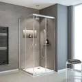 Produktbild: Schulte Eckeinstieg mit Schiebetüren Sunny 180 cm x 75-90 cm Silber Klarglas