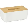 Produktbild: Relaxdays Kosmetiktücherbox Kunststoff Holz Weiß Abnehmbar 10 cm x 23 cm x 13 cm 300 g