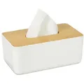 Produktbild: Relaxdays Kosmetiktücher Box mit Holz-Deckel Weiß,Hellbraun