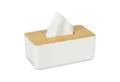 Produktbild: relaxdays Papiertuchbox Kosmetiktücher Box mit Holz-Deckel, weiß