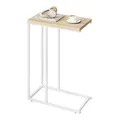 Produktbild: WOLTU Beistelltisch, Couchtisch C Form, Wohnzimmertisch mit Metallgestell, Sofatisch Kaffeetisch, für Kaffee und Laptop, 45 x 63,5 x 25 cm, Helle Eiche + Weiß