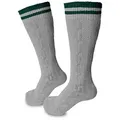 Produktbild: Steigenhöfer Manufaktur Trachtensocken mit Zopfmuster und Steifen - Elastische Socken für Herren und Damen Bayerische Trachtenstrümpfe aus Baumwolle für dein Oktoberfest Outfit grau|grün 47-48
