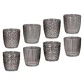 Produktbild: 8er Set Windlicht H7,5cm Glas Grau Teelichthalter Tischdeko Kerzen Retro Deko Kerze Transparent Kerzenhalter Tischdeko Deko
