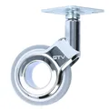 Produktbild: MS Beschläge hochwertige Möbeltransportrolle bodenschonend Möbelrolle Grau Laufrolle Chrom glänzendes Gehäuse 360° drehbare Montageplatte Design-Lenkrolle (Ø 60mm, ohne Bremse)