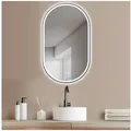 Produktbild: HOKO Badspiegel LED Design Antibeschlag Wandspiegel Oval + LED Wechsel (Warmweiß - Kaltweiß - Neutral. Licht mit Touch Schalter und mit Wandschalter einschaltbar. Memory-Funktion.IP44, 4mm HD Glass) 60 cm x 100 cm