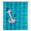 Produktbild: WENKO Duschvorhang Vorhang Dusche Anker Breite 180 cm (Spar-Set, 13-tlg., Maritimer Duschvorhang), Wasserabweisend waschbar blau