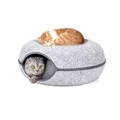 Produktbild: Nobleza Katzenhöhle, Katzen Donut Tunnel, Katzentunnel aus Filz mit Waschbarem Kissen Bezug, Kuschelbett & große Kuschelhöhle, 60×60×26cm Katzenhöhle Tunnel, Grau