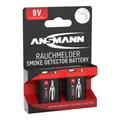 Produktbild: kQ ANSMANN Rauchmelder Batterie Alkaline E-Block 9V 6LR61 2er Blister