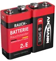 Produktbild: ANSMANN 9V-Blockbatterie, Alkali, 550mAh, 2 Stück, für Rauchmelder