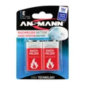 Produktbild: Batterie 9V Rauchmelder 2er ANSMANN 7 Jahre Lebensdauer 1515-0006 Rot Neu