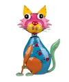 Produktbild: Dekofigur Katze sitzend H. 37cm bunt aus Metall Formano Garten S25