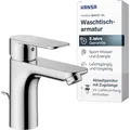 Produktbild: HANSA BASIC XL Waschtischarmatur I Einhebelmischer Waschbecken mit Temperatur & Mengenbegrenzer | XL-Size für mittelgroße bis große Bäder | Ablaufgarnitur mit Zugstange | Wasserhahn Badezimmer | Chrom