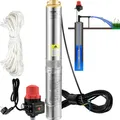 Produktbild: Tiefbrunnenpumpe 750W 105L/min Edelstahl Wasserpumpe 62m Förderhöhe