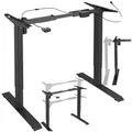 Produktbild: tectake höhenverstellbarer Schreibtisch, elektrisch höhenverstellbares Tischgestell, Schreibtisch Gestell aus Stahl, Variable Gestellbreite, 85-129x65x71-121cm, Belastbarkeit 70 kg - schwarz
