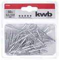 Produktbild: kwb Blind-Nieten/Popnieten Ø 3,2 mm, Länge 12 mm, aus Aluminium, mit verzinktem Stift, für handelsübliche Blindniet-Zangen