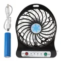 Produktbild: 2 in 1 Mini Ventilator USB/Akku Tisch Ventilator mit LED Leuchte 1300mAh Schwarz
