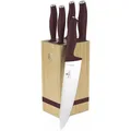 Produktbild: BerlingerHaus Haus 6-teiliges Messer-Set mit Messerblock matt bordeaux Leonardo Collection (110035)