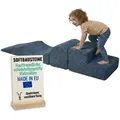 Produktbild: Pillows24 – Schaumstoff Bausteine Kinder aus Cord | 4-teiliges Softbausteine Set zum Spielen & Klettern Baby | für Motorik & Bewegung - Blau