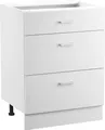 Produktbild: VEVOR weißer Unterschrank (600 x 475 x 816 mm) mit 3 Schubladen, mit Soft-Close-Türen und verstellbaren Einlegeböden, für Zuhause und das Büro