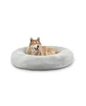 Produktbild: lionto Donutbett für Hunde und Katzen, Flauschiges Hundebett rund für kleine und große Heimtiere, Ø 120 cm, weiches Katzenbett aus kuscheligem Plüsch, Hundekissen mit extra Dicker Füllung, hellgrau