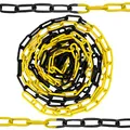 Produktbild: HAFIX Absperrkette Warnkette Absperrung schwarz-gelb Kette 10M. Warnkette 5mm Gliederkette Sicherheitskette Baustellensicherheitskette aus rostfreiem Metall. Absperrkette Schwarz Gelb Metall 15 meter.