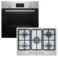 Produktbild: Herdset Bosch Backofen Schnellaufheizung mit Gas-Kochfeld 5 Zonen autark, 75 cm