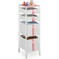 Produktbild: Relaxdays Kommode für Kinder Stahl Weiß Rosa Höhenverstellbar 109,5 cm x 36 cm x 40,5 cm