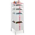 Produktbild: Relaxdays - Kommode, Kinder, 4 Stoffschubladen, Hbt: 109,5 X 36 X 40,5 Cm, Schubladenschrank, Metallgestell, Weiß/rosa