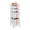 Produktbild: Relaxdays Kommode, Kinder, 4 Stoffschubladen, HBT: 109,5 x 36 x 40,5 cm, Schubladenschrank, Metallgestell, weiß/rosa