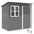 Produktbild: Outsunny Gartenhaus mit Abschließbar Tür Stahl Dunkelgrau 211L x 133B x 190H cm