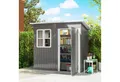 Produktbild: Outsunny Gerätehaus 2,55m², mit Tür, Fenster, Pultdach, BxT: 211x133 cm, (Gartenhaus, 1 St., Geräteschuppen), aus Stahl, für Hinterhof, Garten, Dunkelgrau
