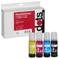 Produktbild: dots Tintenflaschen kompatibel zu EPSON 102 (T03R640), 4er-Set schwarz, cyan, magenta, gelb 1642,1005-DOTS