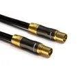 Produktbild: Premium X 2m Gold-Line TV Antennenkabel Schwarz IEC-Anschlusskabel Koax Stecker - Kupplung Koaxialkabel Metallgehäuse HDTV 4K
