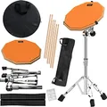 Produktbild: Slint Übungs Drum Pad Snare Drum Stand & Schlagzeug Sticks - Doppelseitiges 30 cm Drum Pad Set & 10 cm Snare Drum - Leises Drumpad Set, Drumpad Ständer & Drumsticks - Schlagzeug Erwachsene & Kinder