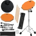 Produktbild: Übungs Drum Pad Snare Drum Stand & Schlagzeug Sticks - Doppelseitiges 30 cm D...