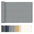 Produktbild: HENG FENG Balkon Sichtschutz 90x600cm, Wasserdicht, Wetterfest und 95% UV-Schutz, 160g/㎡ PES Balkonverkleidung Balkonabdeckung Balkonbespannung mit Kabelbindern, Hellgrau