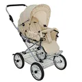 Produktbild: EICHHORN Kinderwagen Retro-Buggy Sportwagen mit Lederriemengestell und Schieberhöhenverstellung, Blickrichtung wechselbar, Stoff Beige (ECCO-Rad)
