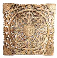 Produktbild: dekoundmeer 3D Wandbild Blumendekor aus Mango Holz 50x50x2cm Shabby Stil Vintage