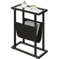 Produktbild: Hoobro - Beistelltisch, Schmaler Bett-beistelltisch, Beistelltisch Aus Gehärtetem Glas, Kleiner Beistelltisch Mit Zeitschriftenhalter, Sofa-beistelltisch Für Wohnzimmer, Platzsparend Ebk78bz01