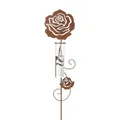 Produktbild: dio only for you Gartenstecker Rose mit Regenmesser braun 105 cm Metallstecker Gartenstecker Blumenstecker Rosenstecker