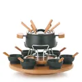 Produktbild: kela Fleischfondue Set 23 teilig, Fondueset für 6 Personen NATURA, Fondue mit drehbarer Holzplatte, Gabeln, Schälchen, Gabelhalter, Brennpastenhalter