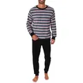 Produktbild: Normann Pyjama Herren Frottee Schlafanzug lang, Pyjama mit feinem Ringel-Muster rot 60