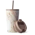 Produktbild: MAMEIDO Thermobecher, Edelstahl, Kunststoff, Silikon, doppelwandig isoliert, auslaufsicher in 350ml, 470ml, 700ml & 1200ml rosa 470 ml | Ø 9.1 cm x 15.7 cm