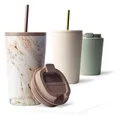 Produktbild: Thermobecher mit Strohhalm 470 ml, Trinkbecher mit Deckel und Strohhalm aus E...