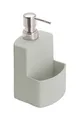 Produktbild: WENKO Spülmittelspender Mod. True Colours Festival, Seifenspender für die Küche, Keramik mit Soft-Touch Oberfläche, extra Fach für Spülschwamm, 380ml, 10 x 18 x 10 cm, Grau