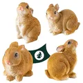 Produktbild: VERDOBA Gartenfiguren Häschen im 4er Set - Garten Deko aus Kunstharz, wetterfest - Deko Tier Figur für den Garten - Vier Kaninchen aus Polyresin für außen