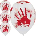 Produktbild: XXL Luftballons BLUTIGE HAND Deko Halloween Grusel Motto Blut Party - 6 Ballons